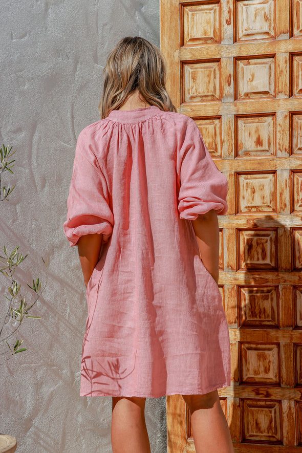 Felice Pink Linen Dress