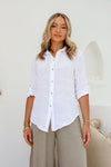 Famosa White Linen Collared Shirt - White