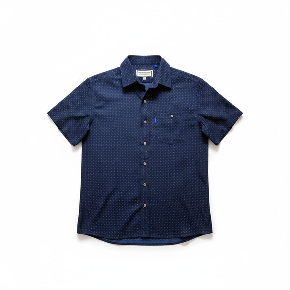 Iron Cheater Short Sleeve Shirt - Diagonal Arrows : Navy