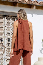Fresia Linen Bow Detail Top