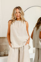 Fresia Linen Bow Detail Top