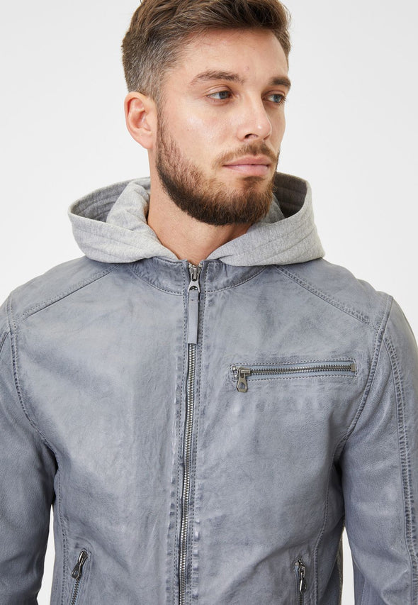 Gipsy Lamb Leather Jacket - Baxder (Dusty Blue)