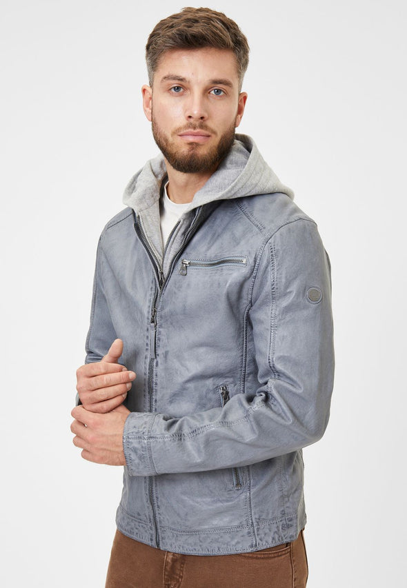 Gipsy Lamb Leather Jacket - Baxder (Dusty Blue)