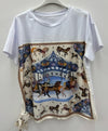 Herme Scarf Tee in White Pony Print