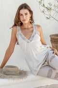 Lacey Bias Cut Silky Cami in Sand