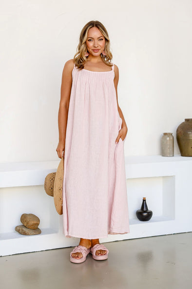 Lato Mare Linen Dress in Blush