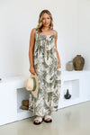 Lato Mare Linen Dress in Palm Print