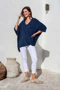 Lorenza Cotton Knit in Navy