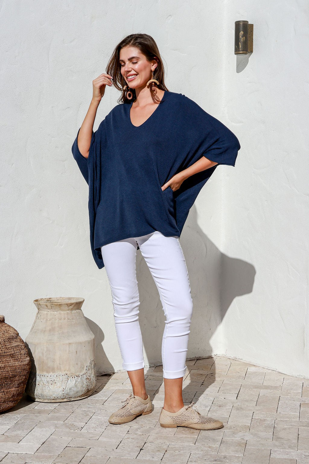 Lorenza Cotton Knit in Navy