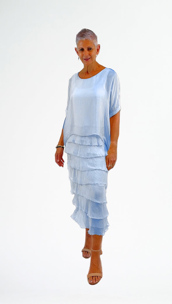 La Strada: Silk Rilassata Dress - Celeste
