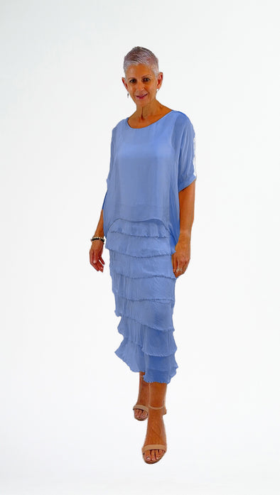 La Strada: Silk Rilassata Dress - Blue Turco