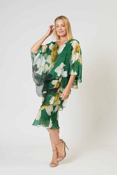 La Strada: Silk Rilassata Dress - Verde Botanico