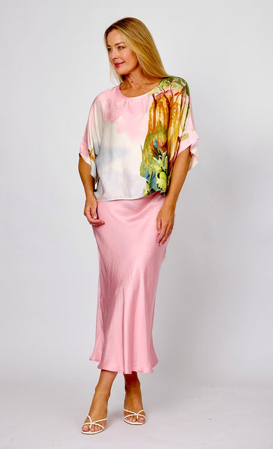 LaStrada: Pink Bias Cut Silky Skirt
