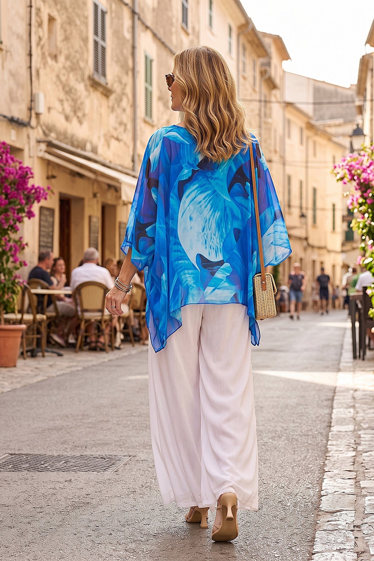 La Strada: Floaty Silk Top - Mediterranean Blues