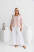 Modena Italian Linen Knit Tee in Blush