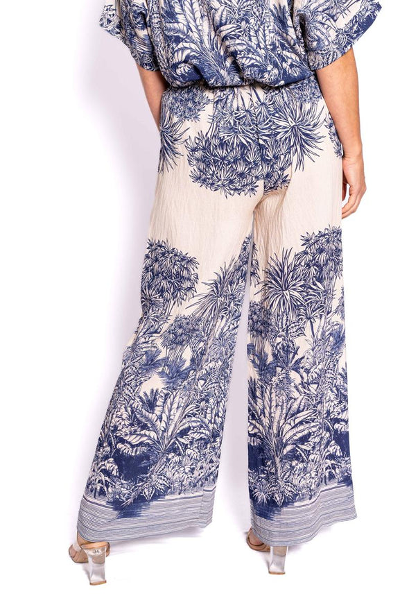 The Italian Closet: Parma Silk Blend Wide Leg Pants - Navy