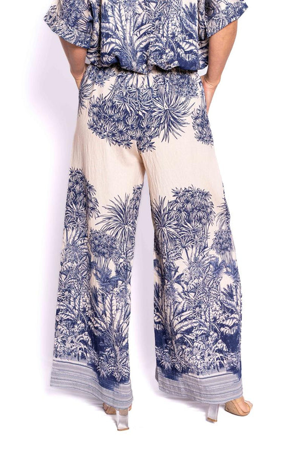 The Italian Closet: Parma Silk Blend Wide Leg Pants - Navy