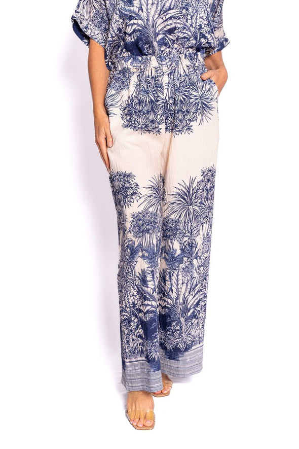 The Italian Closet: Parma Silk Blend Wide Leg Pants - Navy