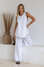 Ventilata Linen Top in White