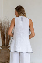 Ventilata Linen Top in White