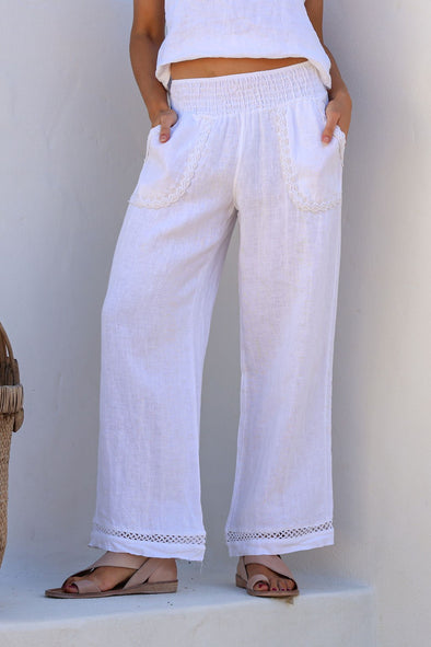 Ricamo Pants in White