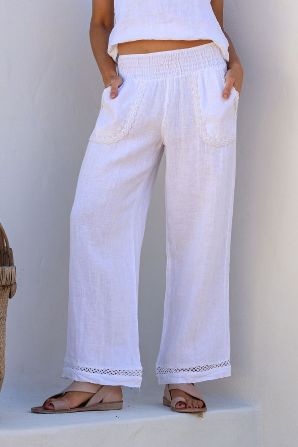 Ricamo Pants in White