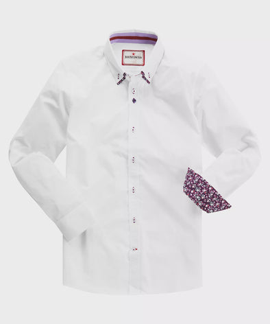 Joe Brown Distinctive Doouble Collar L/S Shirt - White