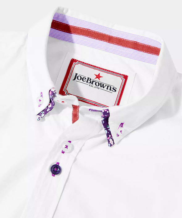 Joe Brown Distinctive Doouble Collar L/S Shirt - White