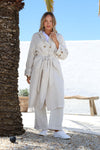 Silabare Linen Trench Coat in Sand