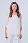 The Italian Closet: Bowtiful Silk batwing with bow back - White