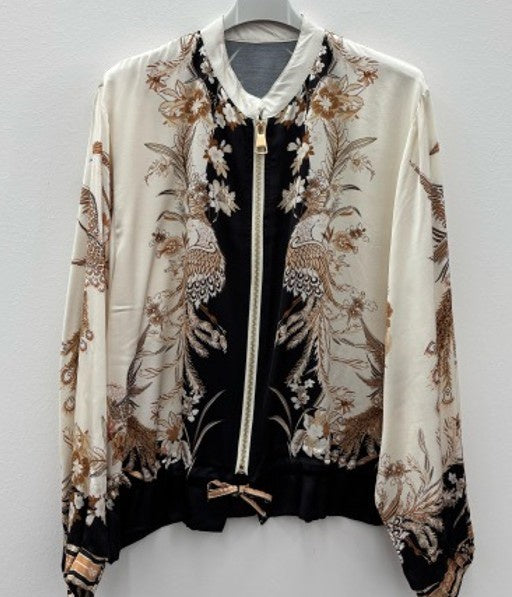Zampa Satin Bomber Jacket in Black