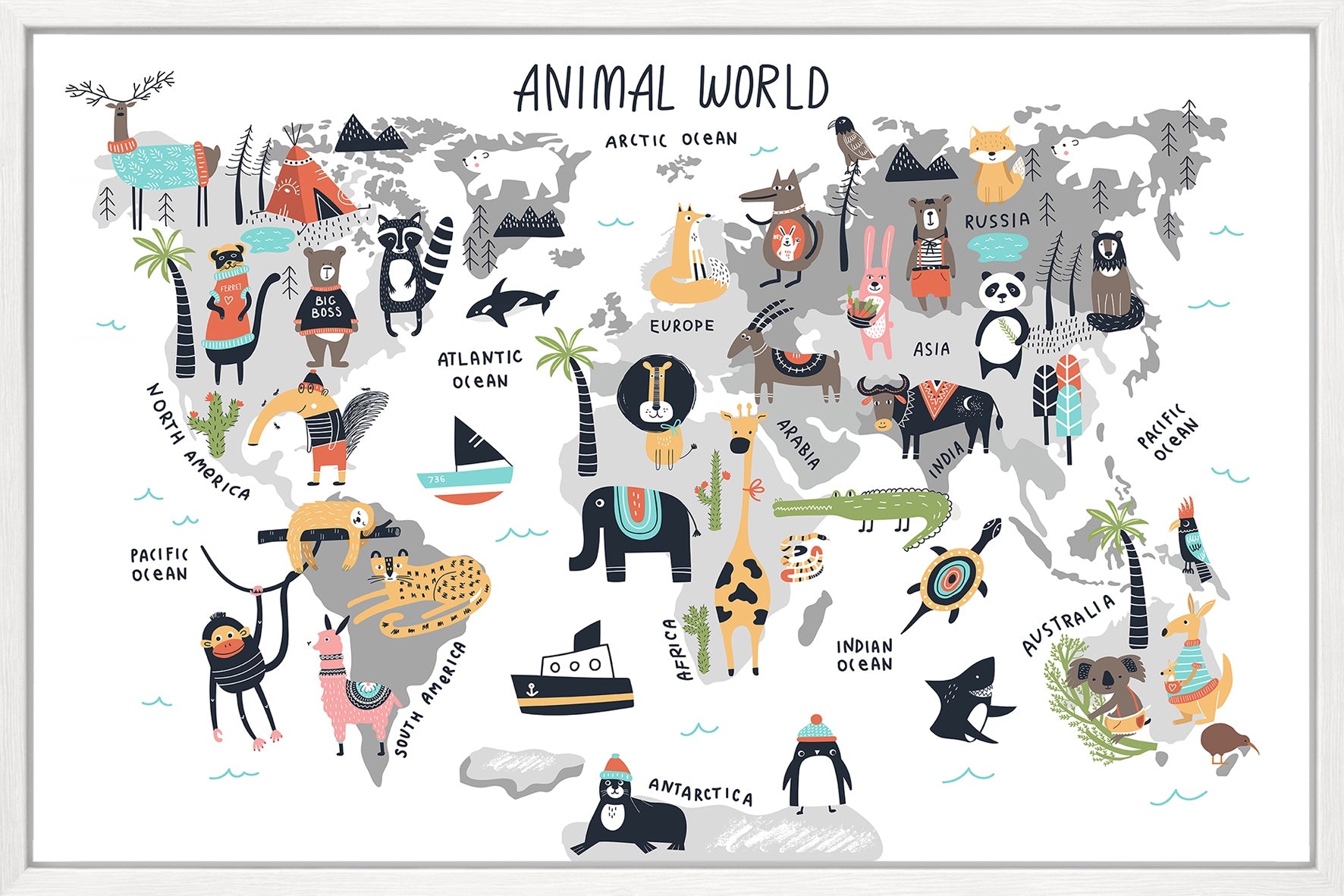 Around the World Animal Canvas Print