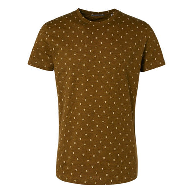 No Excess All Over Diamond Print 100% Cotton Tee - Gold