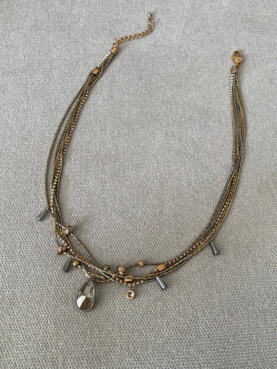 Antique Gem Drop Chain Necklace
