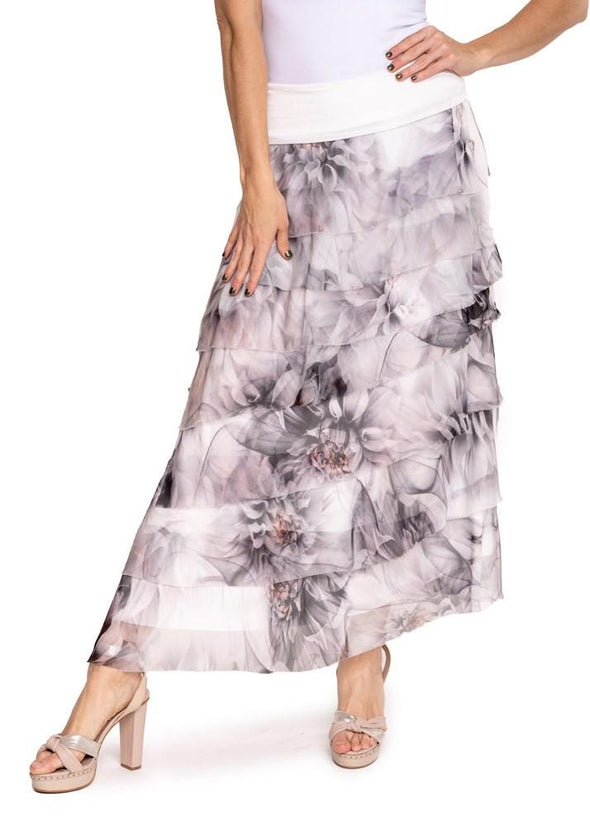 Melora Silk Layered Skirt - Granite