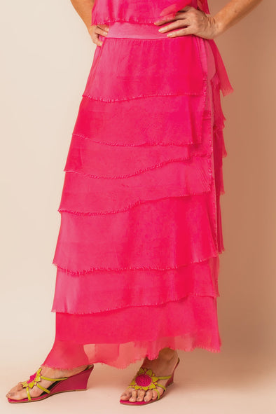 Fifi Silk Layer Skirt - Raspberry Sorbet