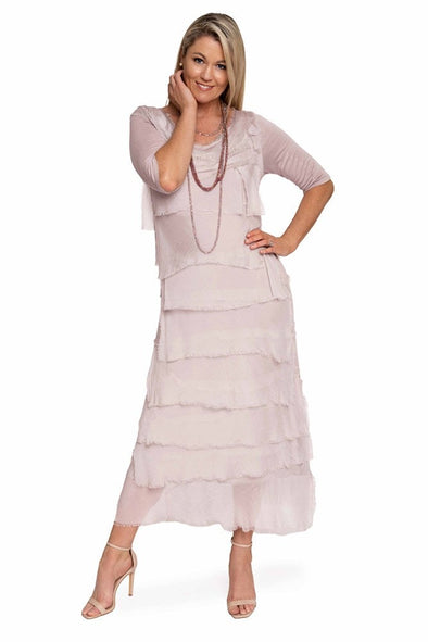 Charisse Silk Layer Sleeved Dress - Zinnia