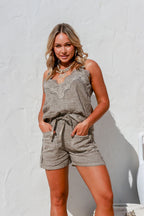Azalia Mocha Linen Shorts