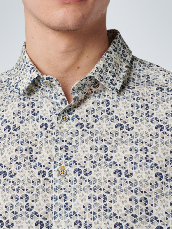 No Excess Short Sleeve Shirt: Geo Circles - Indigo Blue