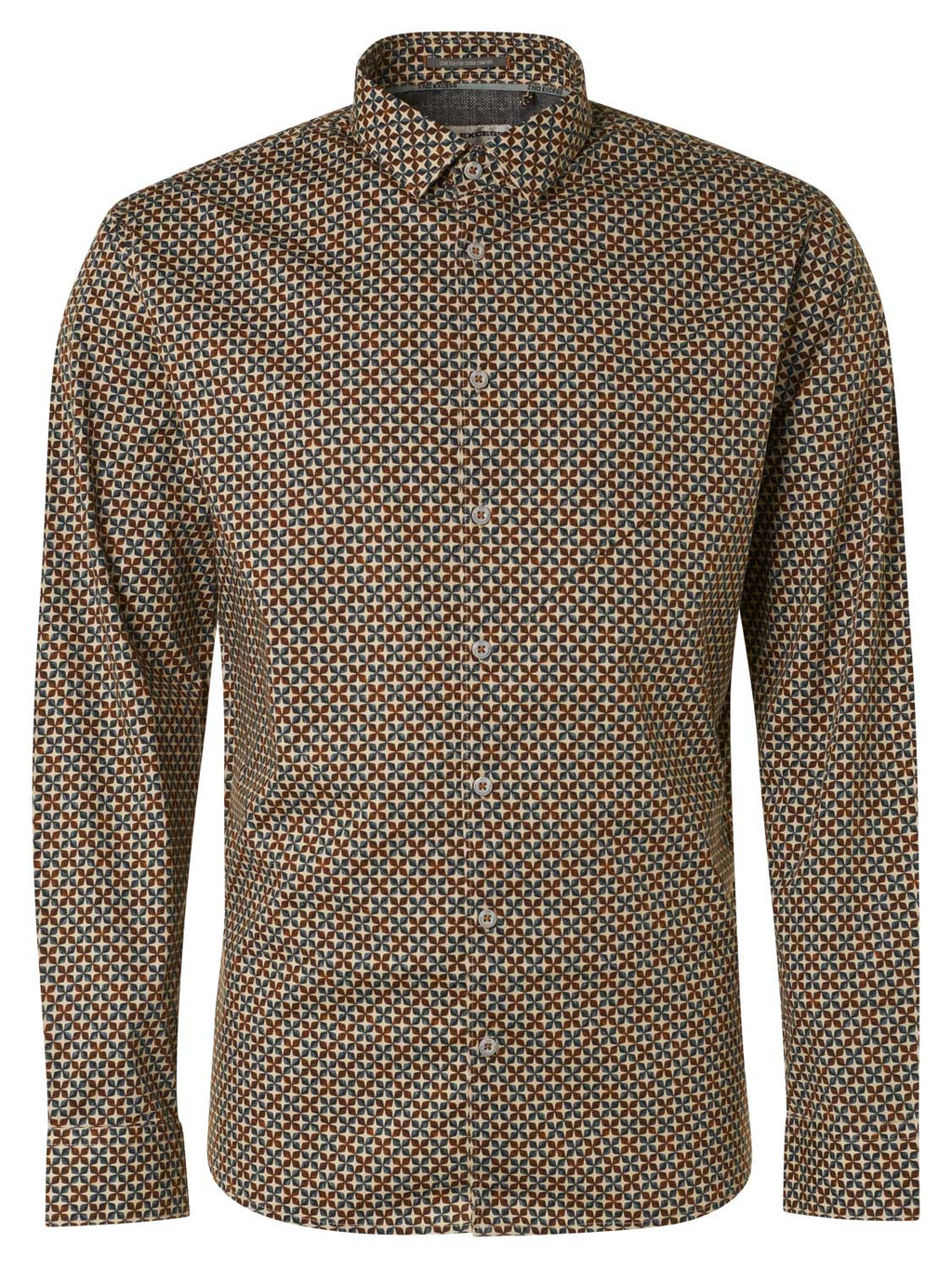 No Excess Long Sleeve Shirt: Geo Stars - Camel