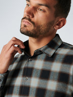 No Excess Long Sleeve Shirt: Flannel Check - Herringbone Smoke