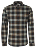 No Excess Long Sleeve Shirt: Flannel Check - Herringbone Smoke