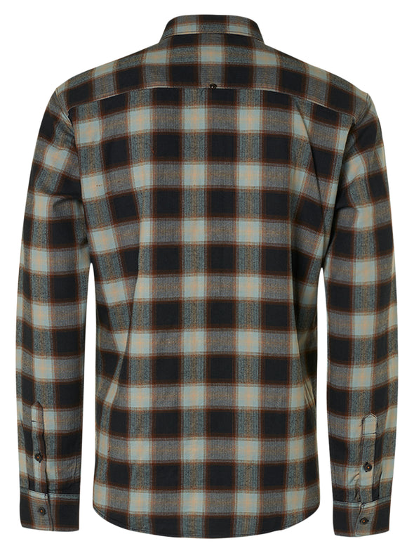 No Excess Long Sleeve Shirt: Flannel Check - Herringbone Smoke