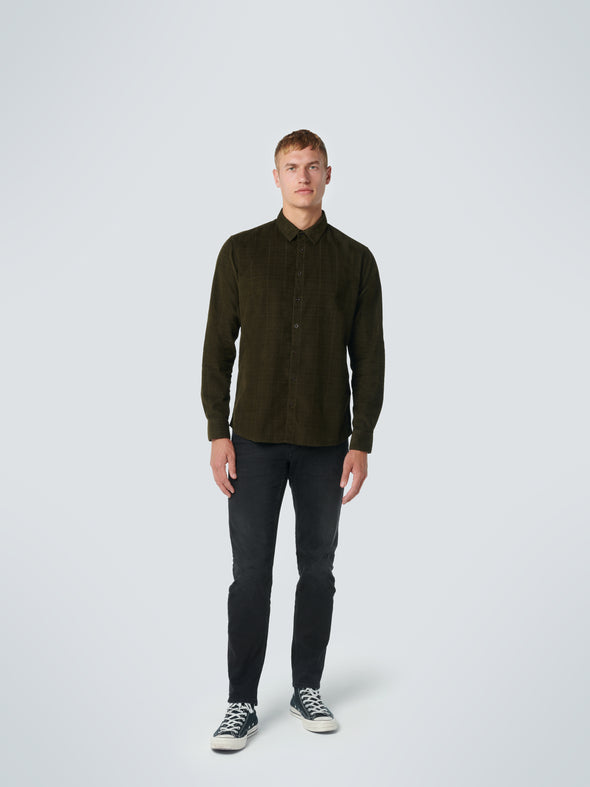No Excess Long Sleeve Shirt: Fine Corduroy - Moss