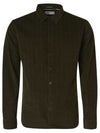 No Excess Long Sleeve Shirt: Checked Corduroy - Moss