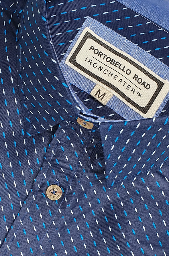 Iron Cheater Blue & White Diagonal Print Long Sleeve Shirt