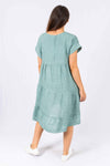 The Italian Closet: Rosetta V-Neck Linen Dress: Ocean Blue