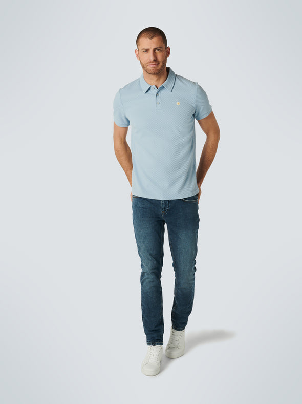No Excess Jacquard Knitted Polo - Cloud