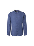 No Excess Long Sleeve Shirt: Granddad Linen - Indigo