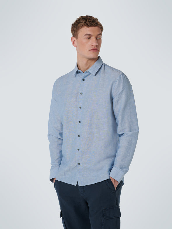 No Excess Long Sleeve Shirt: Fine Stripes - Washed Blue